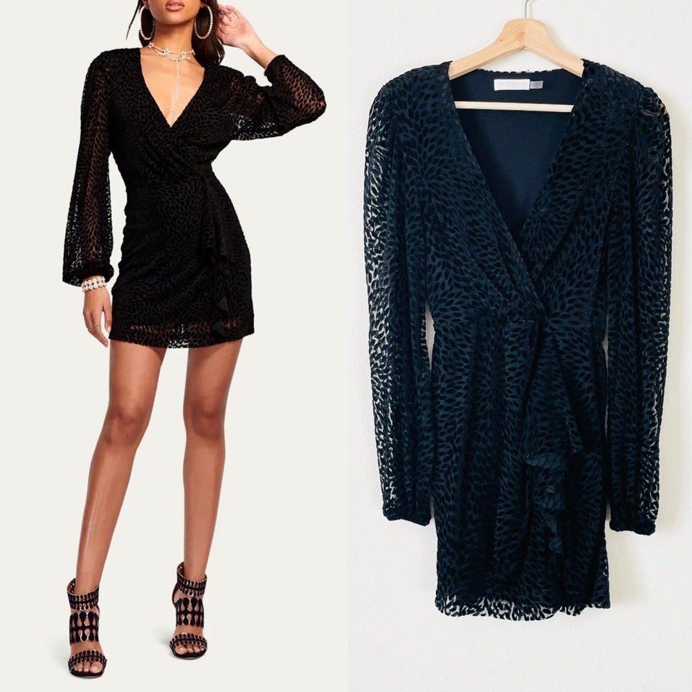 Ramy Brook XS Aman black long sleeve mini dress